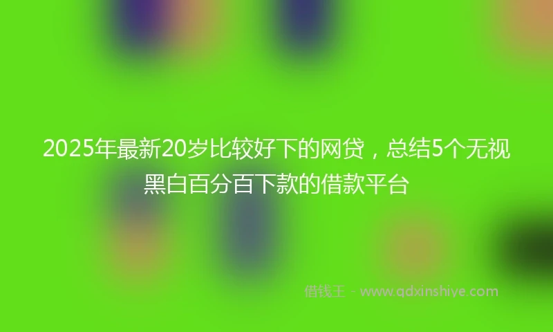 2025年最新20岁比较好下的网贷，总结5个无视黑白百分百下款的借款平台