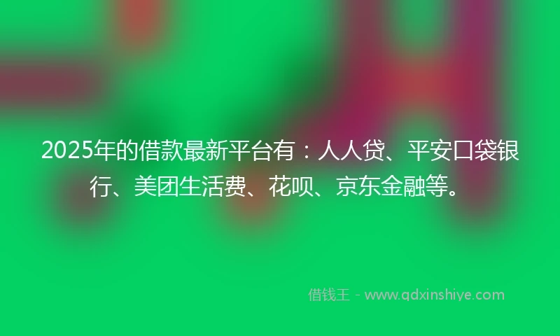 2025年的借款最新平台有：人人贷、平安口袋银行、美团生活费、花呗、京东金融等。