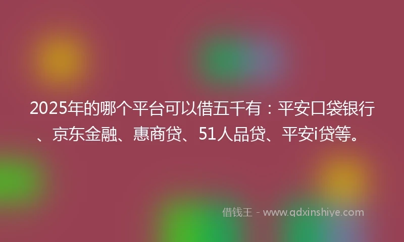 2025年的哪个平台可以借五千有：平安口袋银行、京东金融、惠商贷、51人品贷、平安i贷等。