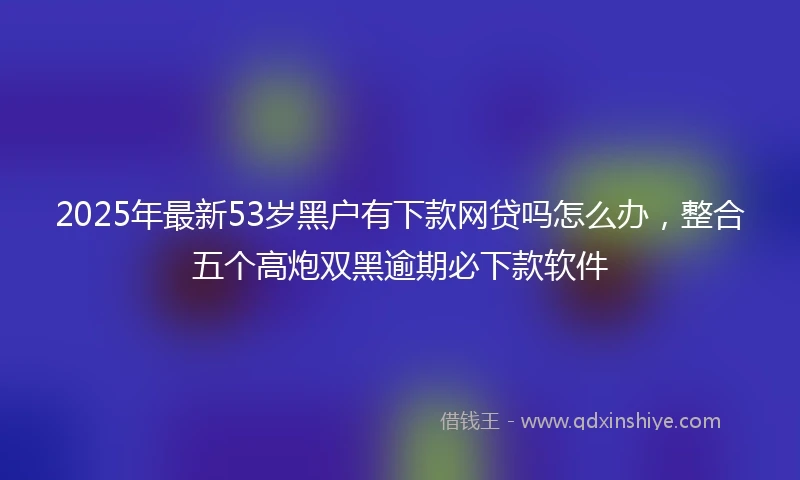 2025年最新53岁黑户有下款网贷吗怎么办，整合五个高炮双黑逾期必下款软件