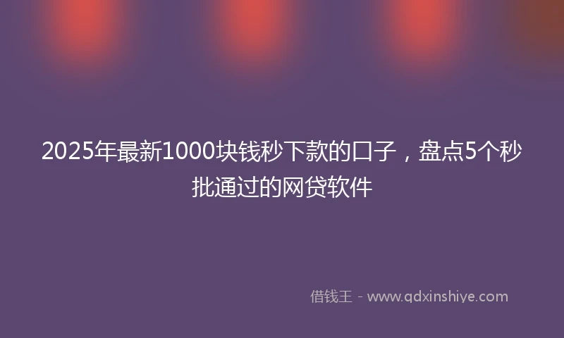 2025年最新1000块钱秒下款的口子，盘点5个秒批通过的网贷软件