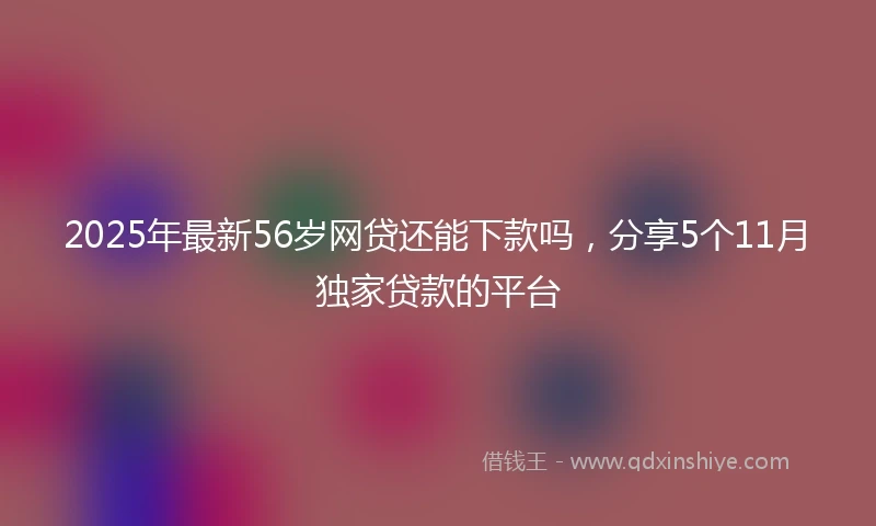 2025年最新56岁网贷还能下款吗，分享5个11月独家贷款的平台