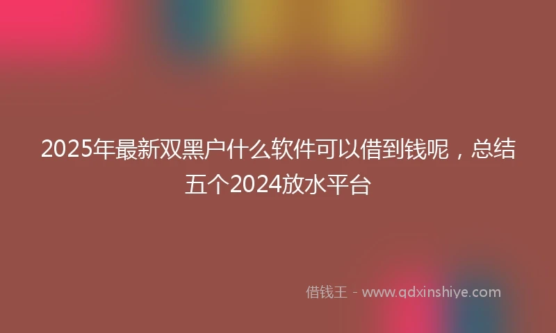 2025年最新双黑户什么软件可以借到钱呢，总结五个2024放水平台