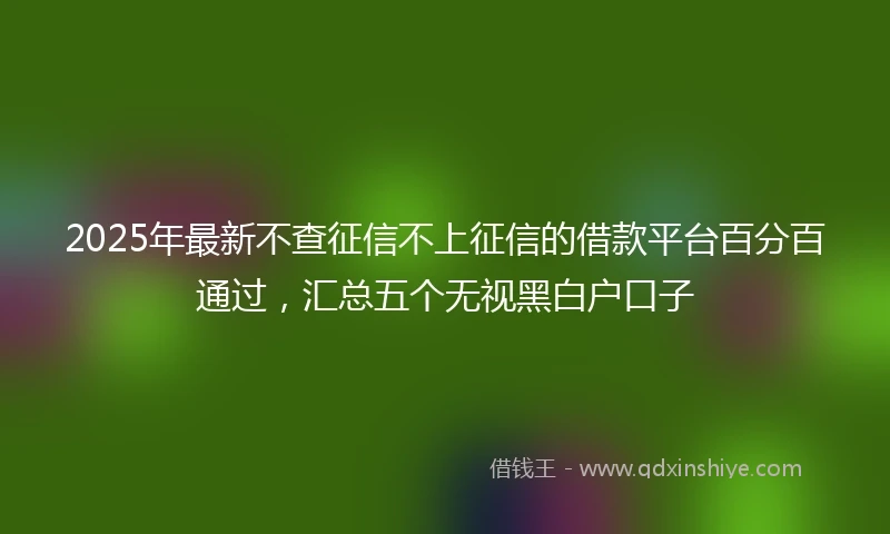 2025年最新不查征信不上征信的借款平台百分百通过，汇总五个无视黑白户口子