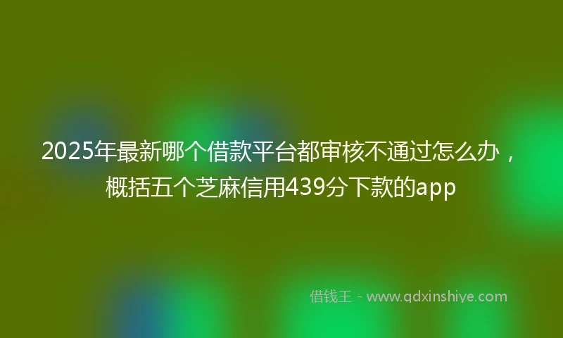 2025年最新哪个借款平台都审核不通过怎么办，概括五个芝麻信用439分下款的app
