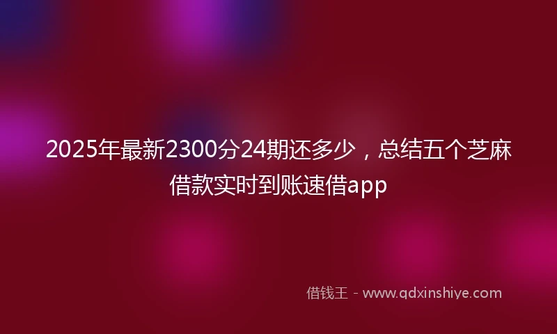 2025年最新2300分24期还多少，总结五个芝麻借款实时到账速借app