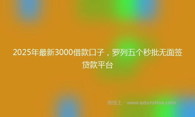2025年最新3000借款口子，罗列五个秒批无面签贷款平台