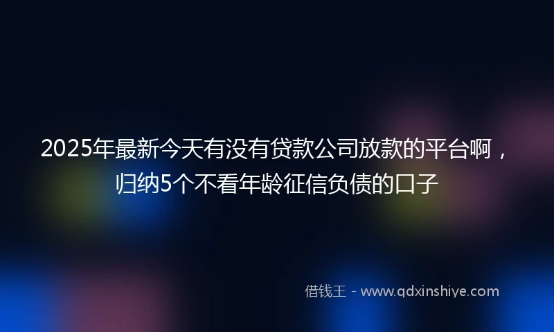2025年最新今天有没有贷款公司放款的平台啊，归纳5个不看年龄征信负债的口子