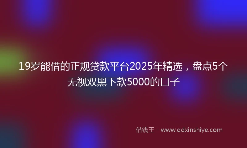 19岁能借的正规贷款平台2025年精选，盘点5个无视双黑下款5000的口子
