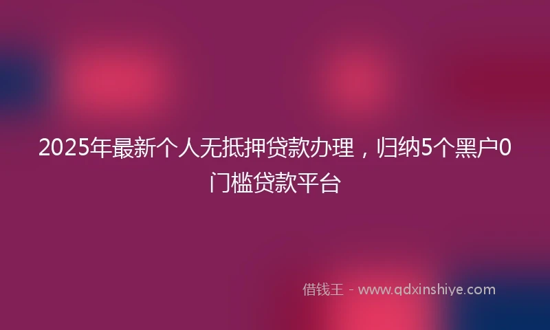 2025年最新个人无抵押贷款办理，归纳5个黑户0门槛贷款平台