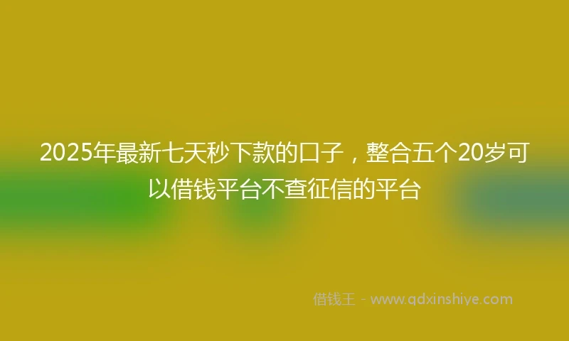2025年最新七天秒下款的口子，整合五个20岁可以借钱平台不查征信的平台