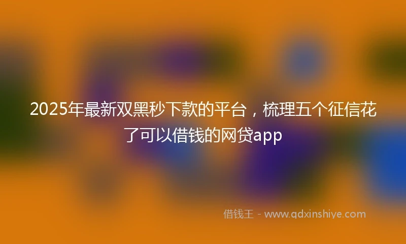 2025年最新双黑秒下款的平台，梳理五个征信花了可以借钱的网贷app
