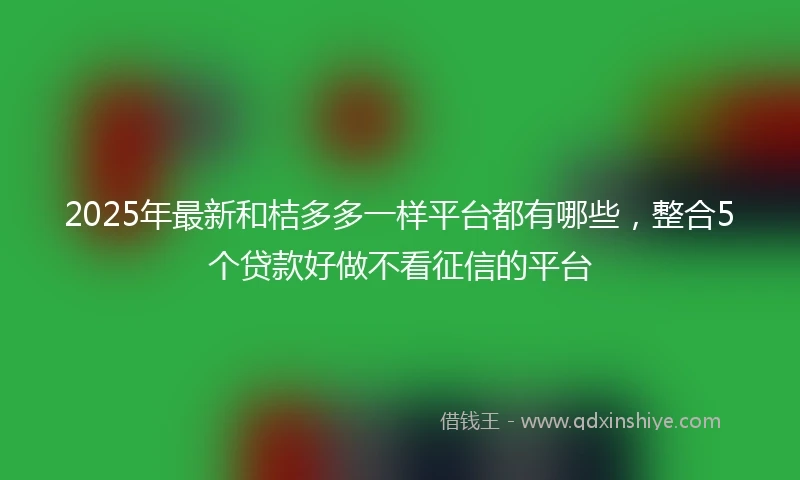 2025年最新和桔多多一样平台都有哪些，整合5个贷款好做不看征信的平台