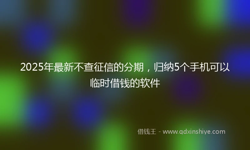 2025年最新不查征信的分期，归纳5个手机可以临时借钱的软件