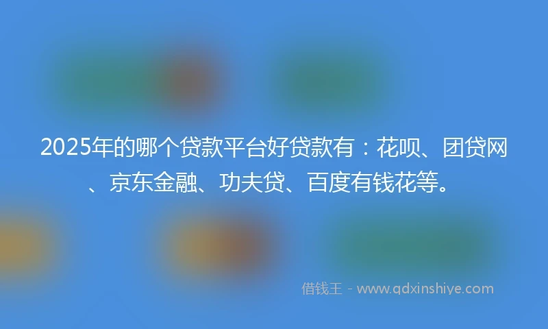 2025年的哪个贷款平台好贷款有：花呗、团贷网、京东金融、功夫贷、百度有钱花等。