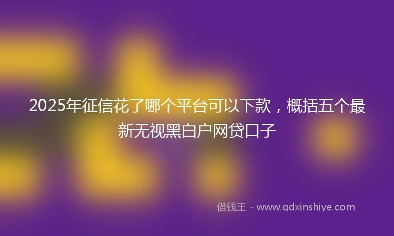 2025年征信花了哪个平台可以下款，概括五个最新无视黑白户网贷口子