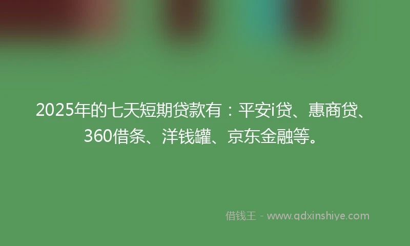 2025年的七天短期贷款有：平安i贷、惠商贷、360借条、洋钱罐、京东金融等。