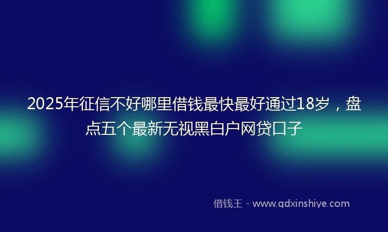 2025年征信不好哪里借钱最快最好通过18岁，盘点五个最新无视黑白户网贷口子