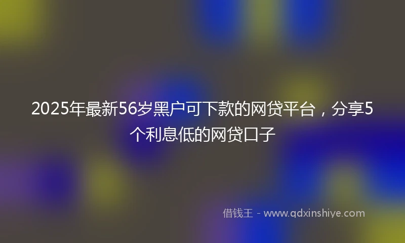 2025年最新56岁黑户可下款的网贷平台，分享5个利息低的网贷口子