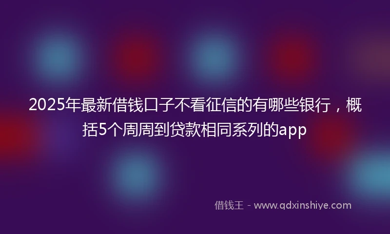 2025年最新借钱口子不看征信的有哪些银行，概括5个周周到贷款相同系列的app