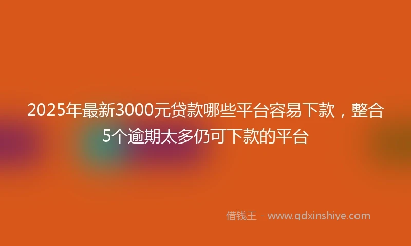 2025年最新3000元贷款哪些平台容易下款，整合5个逾期太多仍可下款的平台