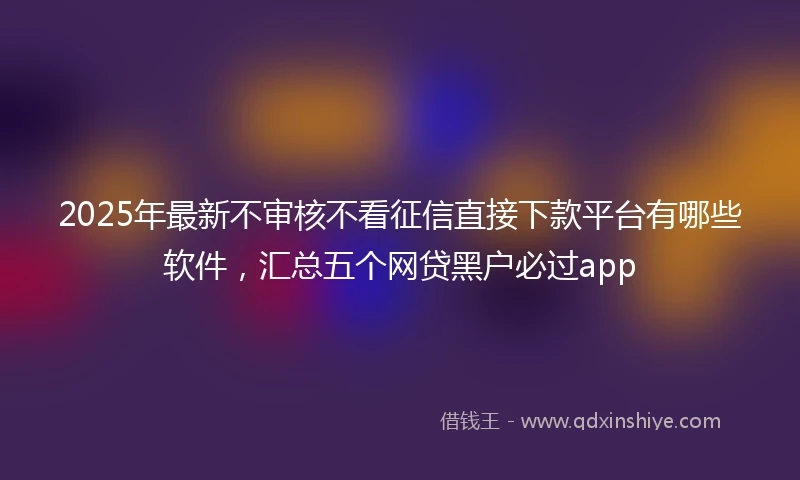 2025年最新不审核不看征信直接下款平台有哪些软件，汇总五个网贷黑户必过app