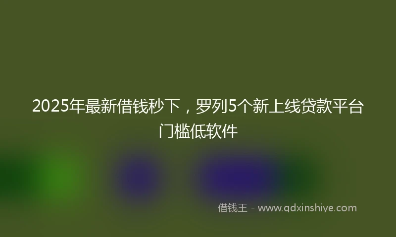 2025年最新借钱秒下，罗列5个新上线贷款平台门槛低软件