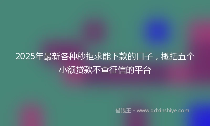 2025年最新各种秒拒求能下款的口子，概括五个小额贷款不查征信的平台