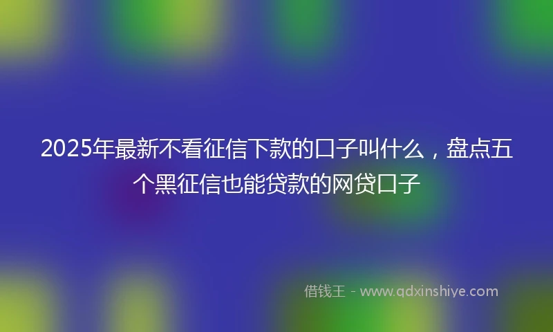 2025年最新不看征信下款的口子叫什么，盘点五个黑征信也能贷款的网贷口子