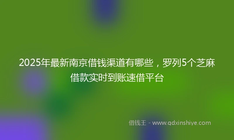 2025年最新南京借钱渠道有哪些，罗列5个芝麻借款实时到账速借平台