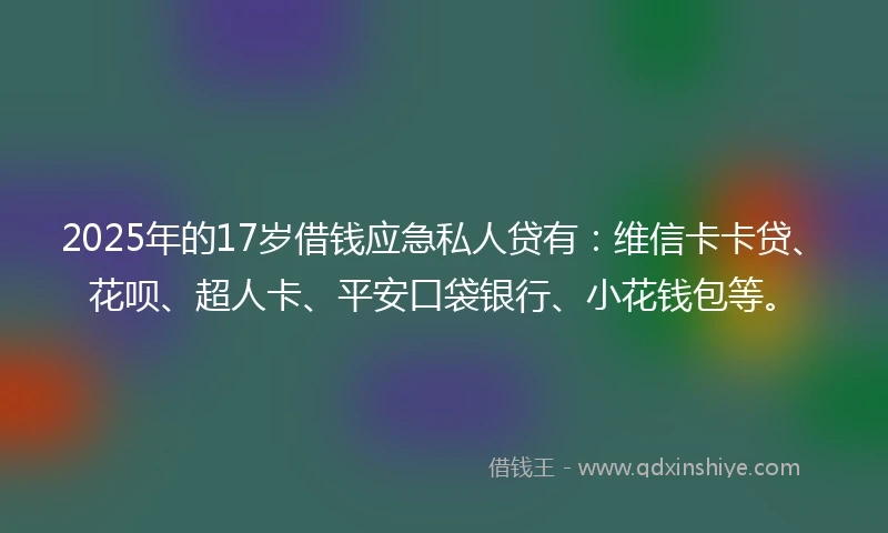 2025年的17岁借钱应急私人贷有：维信卡卡贷、花呗、超人卡、平安口袋银行、小花钱包等。