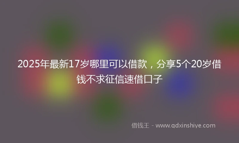 2025年最新17岁哪里可以借款，分享5个20岁借钱不求征信速借口子