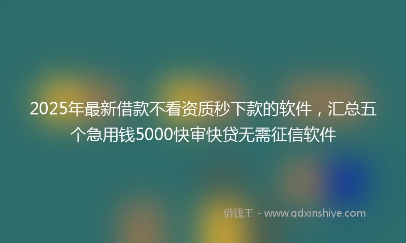 2025年最新借款不看资质秒下款的软件，汇总五个急用钱5000快审快贷无需征信软件