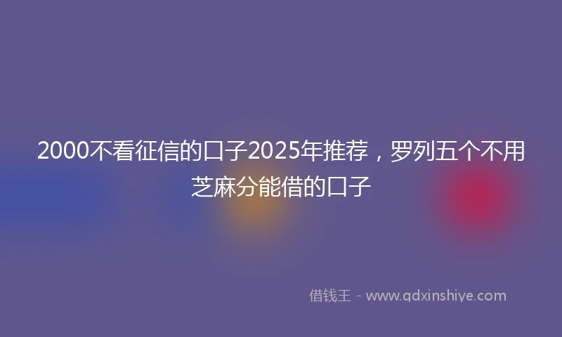2000不看征信的口子2025年推荐，罗列五个不用芝麻分能借的口子