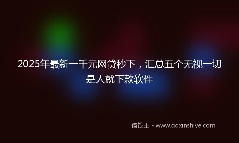 2025年最新一千元网贷秒下，汇总五个无视一切是人就下款软件