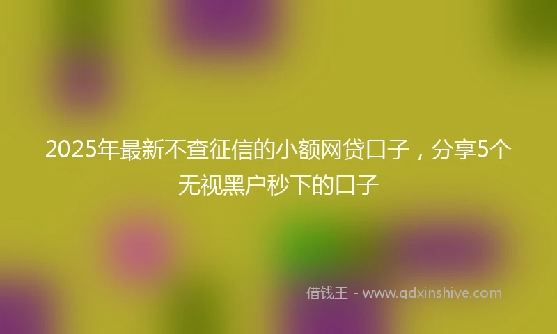 2025年最新不查征信的小额网贷口子，分享5个无视黑户秒下的口子
