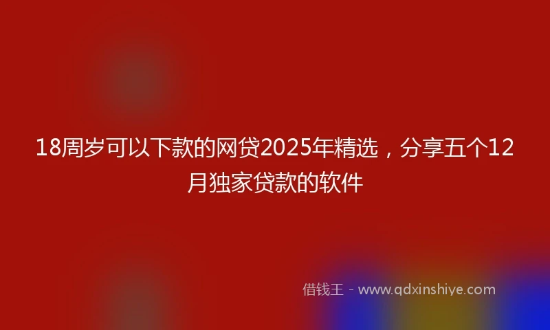 18周岁可以下款的网贷2025年精选，分享五个12月独家贷款的软件