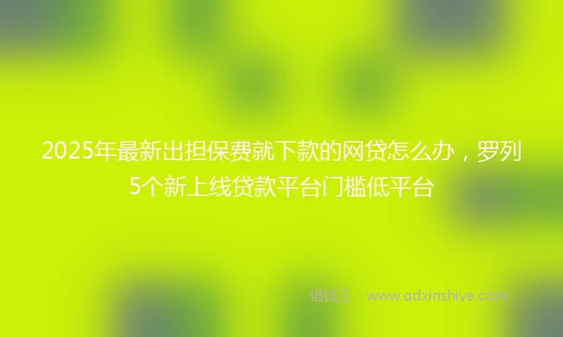 2025年最新出担保费就下款的网贷怎么办，罗列5个新上线贷款平台门槛低平台