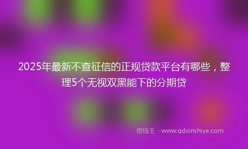 2025年最新不查征信的正规贷款平台有哪些，整理5个无视双黑能下的分期贷