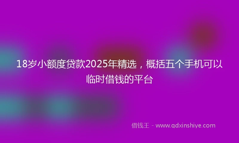 18岁小额度贷款2025年精选，概括五个手机可以临时借钱的平台