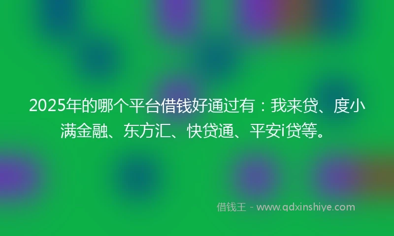 2025年的哪个平台借钱好通过有：我来贷、度小满金融、东方汇、快贷通、平安i贷等。