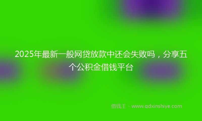 2025年最新一般网贷放款中还会失败吗，分享五个公积金借钱平台