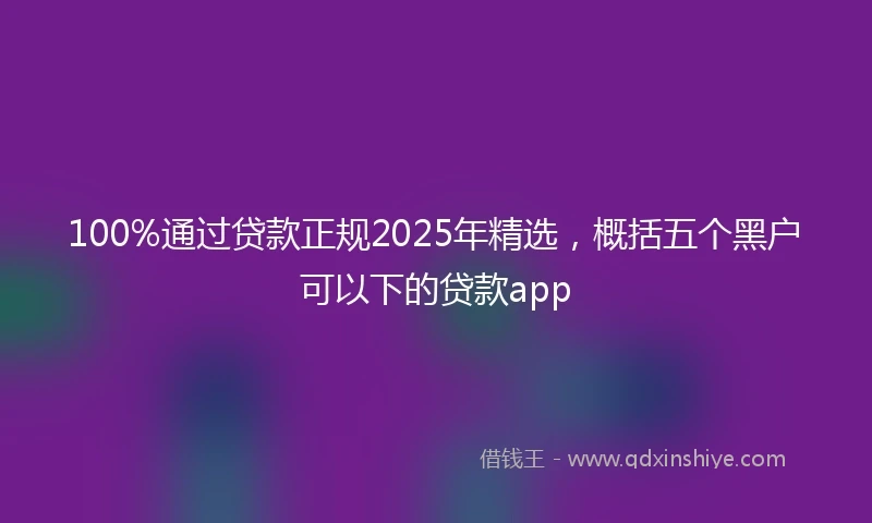 100%通过贷款正规2025年精选，概括五个黑户可以下的贷款app
