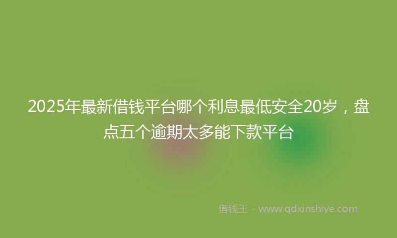 2025年最新借钱平台哪个利息最低安全20岁，盘点五个逾期太多能下款平台