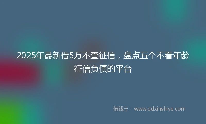 2025年最新借5万不查征信，盘点五个不看年龄征信负债的平台