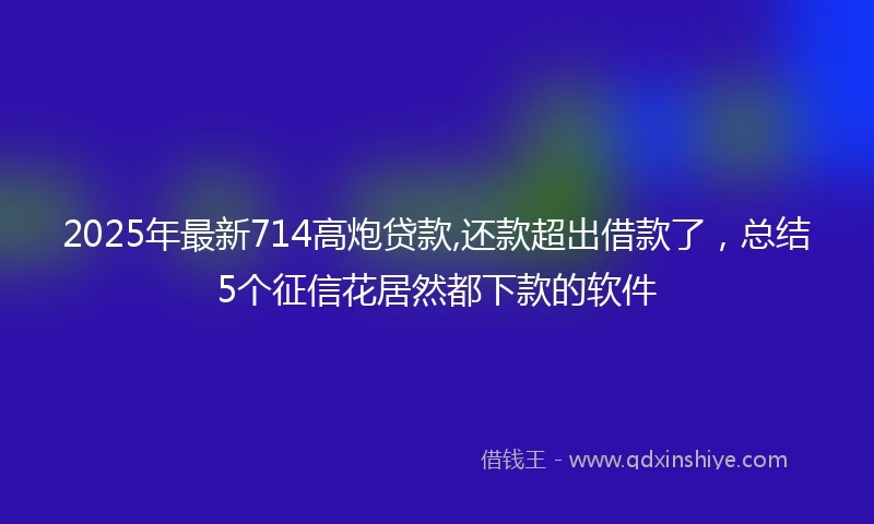 2025年最新714高炮贷款,还款超出借款了，总结5个征信花居然都下款的软件