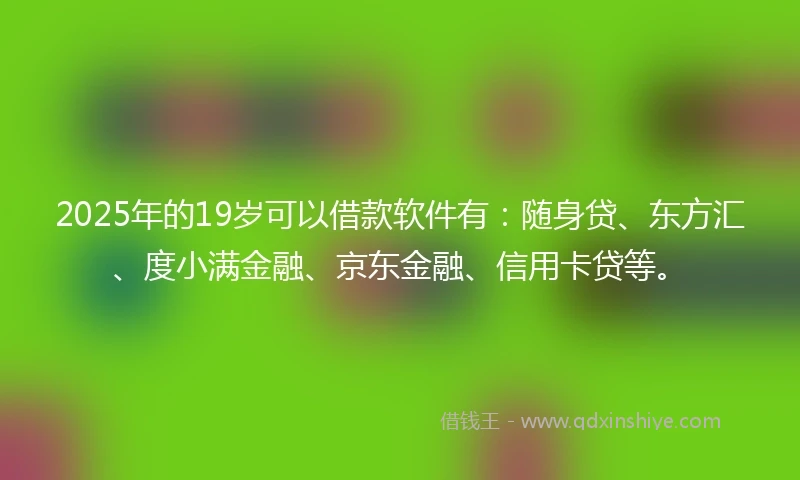 2025年的19岁可以借款软件有：随身贷、东方汇、度小满金融、京东金融、信用卡贷等。
