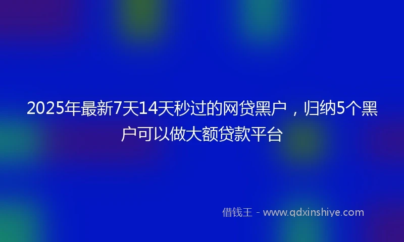 2025年最新7天14天秒过的网贷黑户，归纳5个黑户可以做大额贷款平台