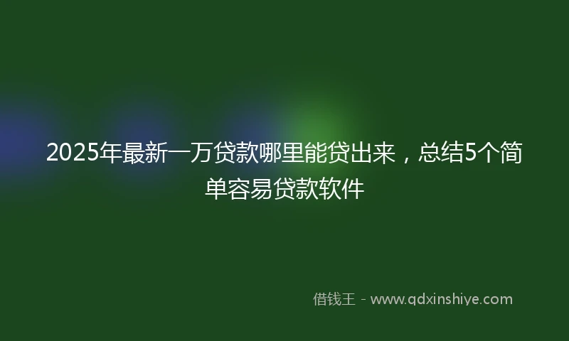2025年最新一万贷款哪里能贷出来，总结5个简单容易贷款软件