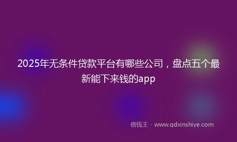 2025年无条件贷款平台有哪些公司，盘点五个最新能下来钱的app